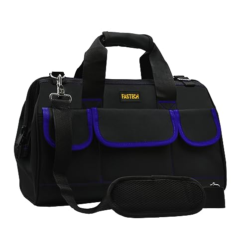 FASTECH 18 Inch Tool Bag,Waterproof Wide Mouth Tool Kit Heavy Duty Tool Bag Organizer, Tool Storage Package For Men/Women (18IN Blue) - color: Blue, size: 18IN