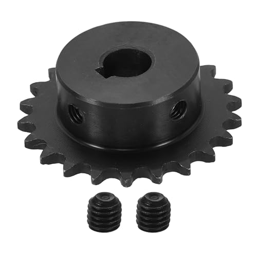 uxcell #25 Chain Roller Sprocket 10mm Bore 47.5mm OD, 22 Tooth C45 Carbon Steel ANSI #25 Roller Sprocket Round Hole with 4x1.8mm Keyway & Set Screws for ISO 04C Chain, Black - size: 10mm Bore 47.5mm OD, 22 Tooth, 4x1.8mm Keyway