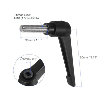uxcell 2pcs Clamping Lever Handles, M10 x 30mm 304 Stainless Steel Threaded Male Stud, Adjustable Handles Locking Quick Release Ratchet Push Button Bolt Knobs, Black - size: M10 x 30mm