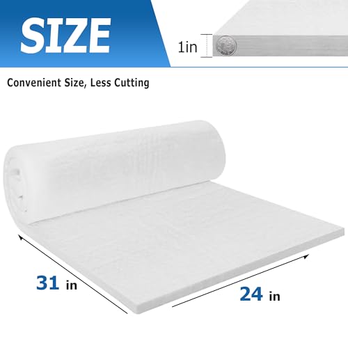 Ceramic Fiber Blanket, 31" × 24" × 1" (Thick), Rated to 2600°F - size: 31”×24”×1”/1 piece