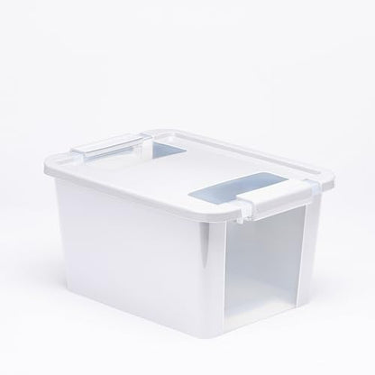 Curver Set of 3 Small VersaBox Plastic Organization and Storage Box with Secure Latching Lid, White - size: Small