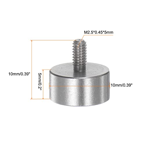 HARFINGTON 2pcs Flat Contact Points 10mm Dia 5mm Length M2.5 Thread 303 Stainless Steel for Dial Digital Indicator Depth Gauge Thickness Gauge - size: 10mmx5mm