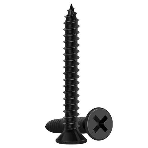 Wood Screws 1-1/4 Inch, 115PCS, FIXLINK #8 x 1-1/4“ Flat Head Black Screws - size: #8 x 1-1/4"