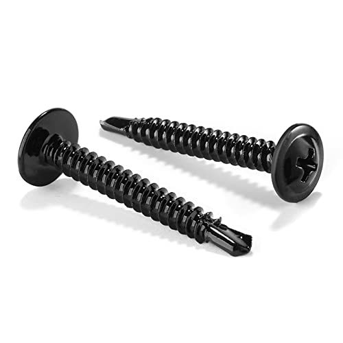 #8 x 1-1/4" Sheet Metal Screws 100Pcs 410 Stainless Steel Truss Head Fast Self Tapping Screws Black Oxide by SG TZH - color: Black, size: #8 x 1-1/4"