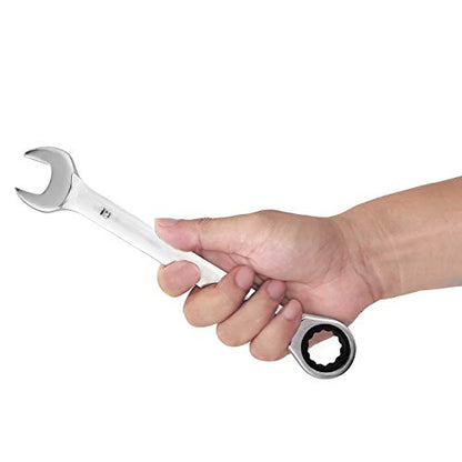 KINJOEK 2 PCS 19mm 12PT Ratchet Wrench, Metric Gear Combination Ratcheting Wrench Set with 5° Movement and 72 Teeth for Projects with Tight Space - size: 19mm 2PCS
