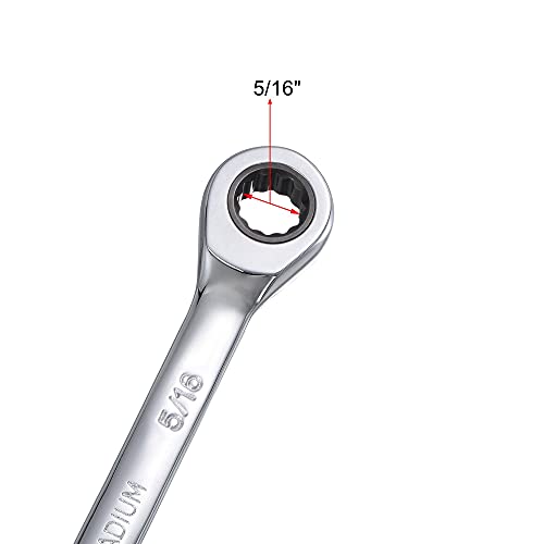 uxcell 5/16 Inch Ratcheting Combination Wrench SAE 72 Teeth 12 Point Ratchet Box Ended Spanner Tools, Cr-V - size: 5/16"