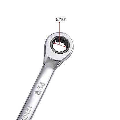 uxcell 5/16 Inch Ratcheting Combination Wrench SAE 72 Teeth 12 Point Ratchet Box Ended Spanner Tools, Cr-V - size: 5/16"