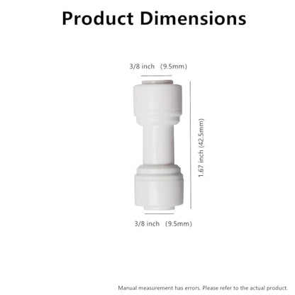 Food-Grade Quick Connector Push-In Tube Fitting 3/8 inch Tube OD to 3/8 inch Tube OD push fit straight quick connect for RO water system (10pack) - style: 3/8" straight connect(10)