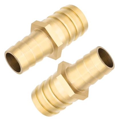 Yoebor Brass Hose Barb Reducing Union 1" x 3/4" Barbed Reducer Coupler 2pcs - size: 1" x 3/4"