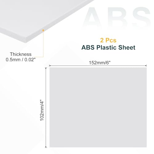 uxcell 2 Pack ABS Plastic Sheet, 0.02" Thick 4"x6" Flexible Hard Plastic Sheet, Heat Moldable Panel for DIY Crafts Home Decoration, White - color: White, size: 0.02"x4"x6"