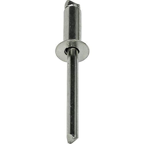 Fastenere Pop Rivets -3/16" x 1/2" (50 pcs) Heavy Duty, Open-End, Stainless Steel, Dome-Head Blind Rivets, Corrosion-Resistant, High Tensile & Shear Strength, 6-8 Gap .376" - .500" - size: 3/16" x 1/2" (6-8) (50 Pack)