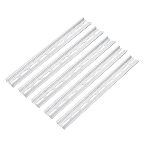 MECCANIXITY DIN Rail Slotted Aluminum Mounting Guide 12 Inch x 1.4 Inch x 0.3 Inch for Equipment Installation Pack of 5 Pcs - size: 12 Inch x 1.4 Inch