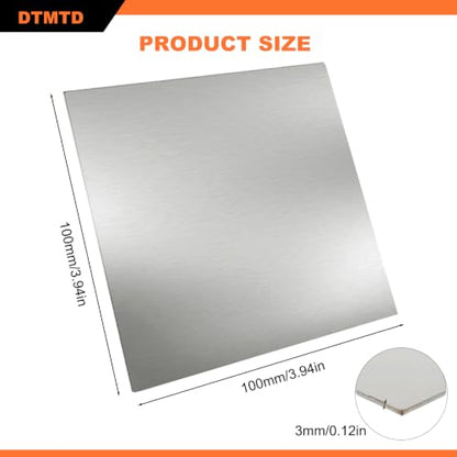 1 PCS 304 Stainless Steel Square Plate 3mm 100x100mm - size: 100mm x 100mm x 3mm