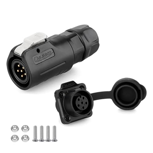 CNLINKO Gold-Plated 6 Pin Quick Electrical Plastic Circular IP68 Connector Male Female Plug Connector, M12 Electrical Male Female Plug Socket (6 Pin) - size: 6-Pin, style: Plug without Cable