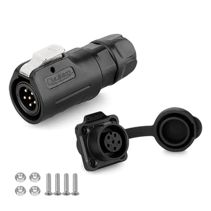 CNLINKO Gold-Plated 6 Pin Quick Electrical Plastic Circular IP68 Connector Male Female Plug Connector, M12 Electrical Male Female Plug Socket (6 Pin) - size: 6-Pin, style: Plug without Cable