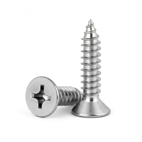 #4 x 3/4" (M3x20mm) 304 Stainless Steel Flat Head Wood Screws, 200pcs - size: #4 x 3/4''-200pcs
