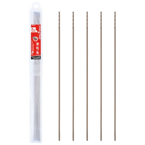 3/16 in. x 12 in. Cobalt Aircraft Extension Drill Bits Set(5PCS), M35 High Speed Steel Drill Bit Extra Long Deep Hole Drilling for Stainless Steel, Plastic and Wood - size: 3/16"x12"(5PCS)