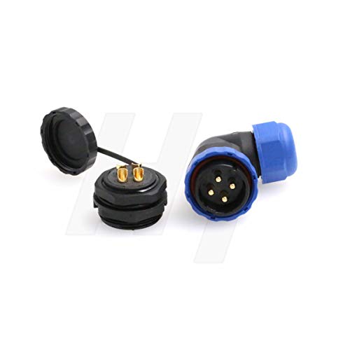 HangTon HE29 4 Pin Right Angle Connector AC 380V/45A Plastic Waterproof Circular Outdoor Industrial Power Plug Socket - size: 4 pin