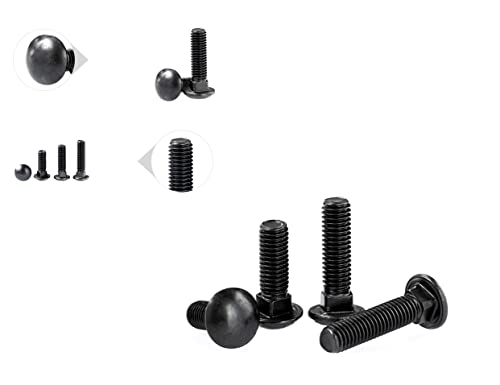 LBY 10 Sets Carriage Bolts Screws Assortment Kit, 5/16-18 x 2'' Round Head Square Neck Bolts (with Hex Nuts and Flat Washers), 45# Steel (Black) - size: 5/16-18 x 2"