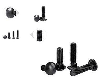 LBY 8 Sets Carriage Bolts Screws Assortment Kit, 5/16-18 x 3'' Round Head Square Neck Bolts (with Hex Nuts and Flat Washers), 45# Steel (Black) - size: 5/16-18 x 3"