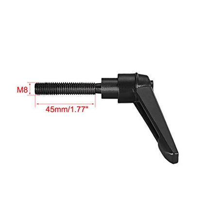 uxcell M8 x 45mm Handle Adjustable Clamping Lever Thread Push Button Ratchet Male Threaded Stud Knobs Rotating Screw Handles Bolts with Locking Lever Black 2pcs - size: M8x45mm