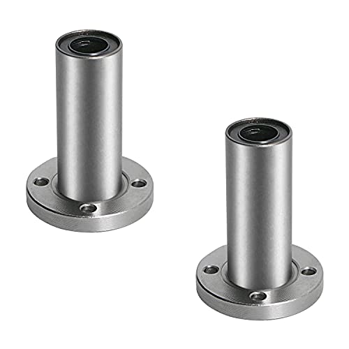 LMF12LUU Linear Ball Bearing Round Flange, ID 12mm, OD 21mm Linear Motion Ball Bearings Sae52100 Carbon Steel, 4 Rows of Steel Balls, Great for CNC, 3D Printer, Linear Rail Guide 2 PCS - size: LMF12LUU