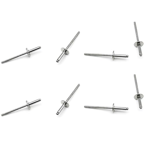 50 Pcs 1/8" x 1/2"(3.2x12mm) Large Flange Stainless Steel Blind Rivets Pop Rivets Core Pulling Rivets,Grip Pange(8.0-9.6mm) - size: 3.2*12MM