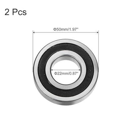uxcell 62/22-2RS Deep Groove Ball Bearing, 2pcs 22mm x 50mm x 14mm Hign Carbon Chrome Steel Z1 Double Rubber Sealed Bearing - size: 22mm x 50mm x 14mm
