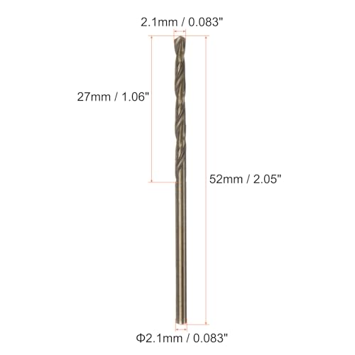 HARFINGTON 10pcs Cobalt Jobber Drill Bits 2.1mm / 0.083" M35 High Speed Steel HSS Twist Drilling Bit Tool for Stainless Steel Copper Wood Plastic and Other Hard Materials - size: 2.1mm