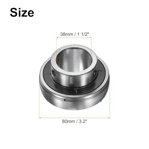 uxcell 2pcs UC208-24 Pillow Block Bearings 1-1/2" Bore Bearing Units Chrome Steel (GCR15) Flange Mounted Bearing Housing with Wrench - size: UC208-24 (ID 1 1/2")