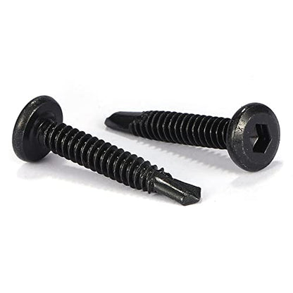 #12 x 1" Sheet Metal Screws 100Pcs 410 Stainless Steel Flat Head Socket Cap Screws, Tek Screws Allen Socket Drive Screws Fast Self Tapping Screws Black Oxide by SG TZH - size: #12 x 1"