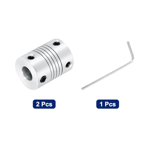uxcell 2Pcs 5mm to 8mm Aluminum Alloy Shaft Coupling L25xD19 Flexible Coupler Beam for 3D Printer CNC Machine DIY Encoders and Motors Shaft,Silver - size: 5mm to 8mm