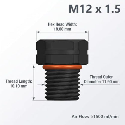 4Pcs Dustproof Waterproof IP68 Breather Screw Air Vent – M12x1.5 Pressure Reducing Valve, Lighting Breather Plug for Moisture and Pressure Control, Venting Screw for Outdoor Electrical Enclosures