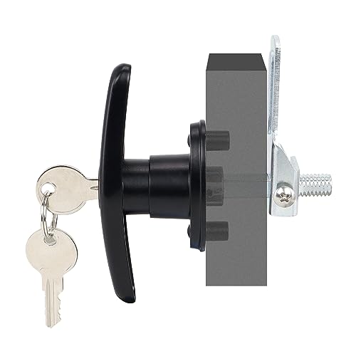 Keyed-Alike Locking T-Handle Kit for Truck Camper Shell/Cap & Topper - Black T-Handle Lock Set with Door Compatibility (Left) ﻿ - style: Matching Set(Left)