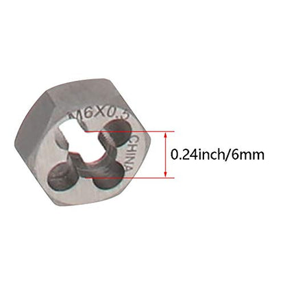 Utoolmart Hex Rethreading Die, M6 x 0.5 Pitch, Carbon Steel Thread Die, Hex Rethreading Die Machine Thread Die, Hexagon Taper Pipe Die, 1 Pcs - size: M6×0.5 Fine Teeth
