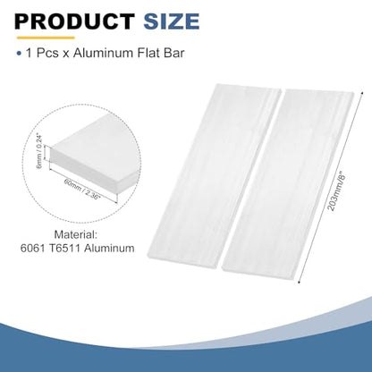 MECCANIXITY Square Aluminum Flat Bar, 1/4" Thick 2-3/8" Width 8" Length 6061 Aluminum Flat Plate, 6 x 60 x 203mm T6511 Solid New Mill Stock for Industrial - size: 1/4" T x 2-3/8" W x 8" L