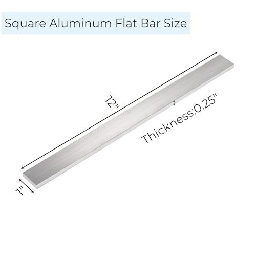 Tlence 8 Pieces Square Aluminum Flat Bar, 1/4" (6mm) x 1" (25 mm) Aluminum Flat Plate, 12" (305mm) Long 6061 General Purpose Plate, Heat Treatable T6 Solid New Mill Stock for Industry