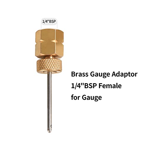 MEASUREMAN Brass Gauge Adaptor 1/4 BSP Female，2-1/2 OAL x 1-2/5" x 1/8" Probe with Stainless Steel Sheath，Pressure Gauge Fitting kit - size: 1/4 BSP Female