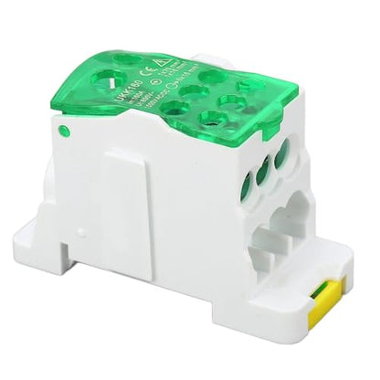 DIN Rail Distribution Box 690V 160A Screw Terminal Block Power Junction Box for Electricity Green