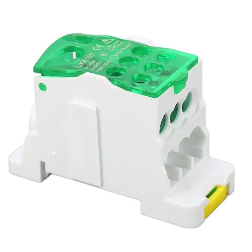DIN Rail Distribution Box 690V 160A Screw Terminal Block Power Junction Box for Electricity Green