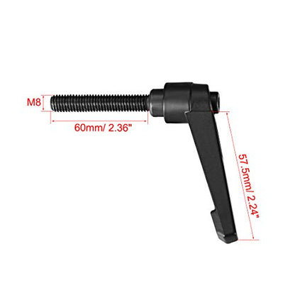 uxcell 5pcs Adjustable Clamping Lever Handle M8 x 60mm Metric Black Oxide Carbon Steel Male Threaded Stud Hand Knobs Ratchet Rotating Screw Handles Bolts with Locking Lever Black - size: M8 x 60mm