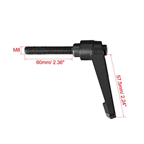 uxcell 5pcs Adjustable Clamping Lever Handle M8 x 60mm Metric Black Oxide Carbon Steel Male Threaded Stud Hand Knobs Ratchet Rotating Screw Handles Bolts with Locking Lever Black - size: M8 x 60mm