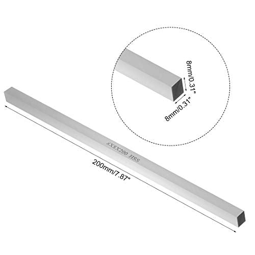 uxcell HSS Lathe Tool Bit 8mm x 8mm x 200mm, Square Lathe Turning Tool Blanks, High Speed Steel Rectangular Fly Cutter Mill Blank - size: 8mm x 8mm x 200mm