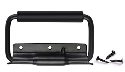SYINE 5.15 Inch 8.3 oz Large Heavy Duty Folding Handle,3 Mounting Holes,Spring Loaded with Rubber Grip for Toolbox Cabinet,1 Pack,Black - color: Black