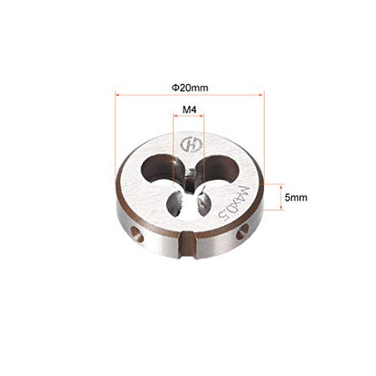 uxcell M4 x 0.5 Metric Round Die, Machine Thread Right Hand Threading Die, Alloy Steel Screw Thread Cutting Die - size: M4 x 0.5