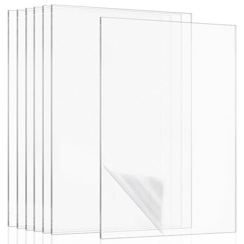Junkin 6 Pack 8 x 10 Inch Non-Glare Acrylic Sheet for Picture Frame - size: 8 x 10 Inch