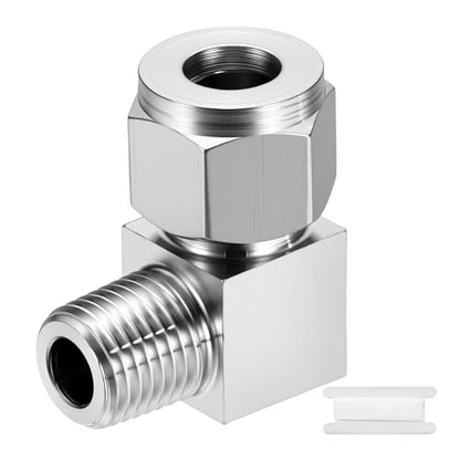 90°Elbow 3/8" OD Compression x 1/4" NPT Male Union Connector - size: 3/8"OD Compression x 1/4" NPT Male