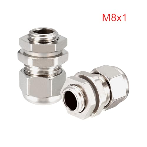 uxcell 2Pcs M8 Cable Gland Metal Waterproof Connector Wire Glands Joints for 2mm-5mm Dia Range