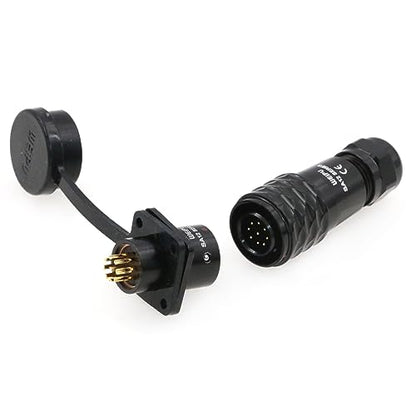SZRMCC WEIPU SA12 9Pin Waterproof Connector 12mm Push Pull Solder Aviation Wire Connector Male Plug Female Socket for Automotive Industrial Electrical (9 Pin 3A) - size: 9 Pin 3A