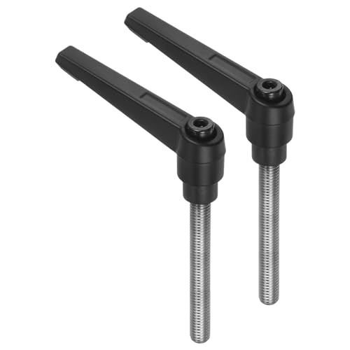 uxcell 2pcs Clamping Lever Handles, M8 x 60mm 304 Stainless Steel Threaded Male Stud, Adjustable Handles Locking Quick Release Ratchet Push Button Bolt Knobs, Black - size: M8 x 60mm